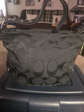 Coach Black Signature Soho Bag Or 24cm Bag with Leather Handles